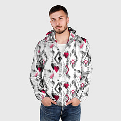Ветровка с капюшоном мужская Абстрактный современный узор, цвет: 3D-белый — фото 2
