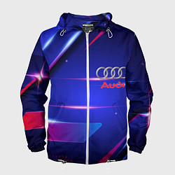 Ветровка с капюшоном мужская Ауди Audi синива, цвет: 3D-белый