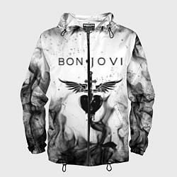 Ветровка с капюшоном мужская BON JOVI HEART СЕРДЦЕ, цвет: 3D-черный