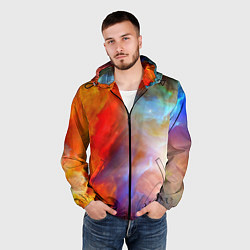 Ветровка с капюшоном мужская Сине-желтое небо, цвет: 3D-черный — фото 2