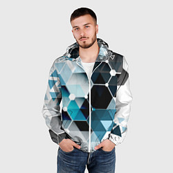 Ветровка с капюшоном мужская Абстракция FLO, цвет: 3D-белый — фото 2
