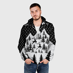 Ветровка с капюшоном мужская Северные Олени в Горах, цвет: 3D-белый — фото 2