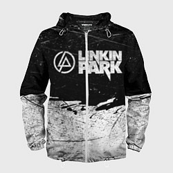 Ветровка с капюшоном мужская Линкин Парк Лого Рок ЧБ Linkin Park Rock, цвет: 3D-белый