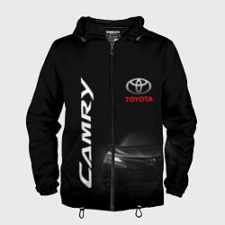 Ветровка с капюшоном мужская Черная Тойота Камри, цвет: 3D-черный