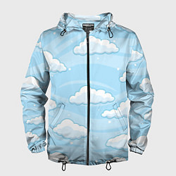 Ветровка с капюшоном мужская Зимние облака, цвет: 3D-черный