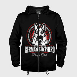 Ветровка с капюшоном мужская Немецкая Овчарка German Shepherd -1, цвет: 3D-черный