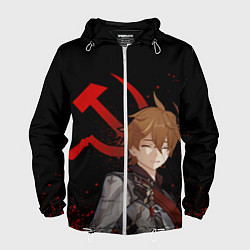 Ветровка с капюшоном мужская ТАРТАЛЬЯ СНЕЖНАЯ ЧЕРНЫЙ, цвет: 3D-белый