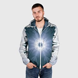 Ветровка с капюшоном мужская Снежинка Абстракция Синий, цвет: 3D-белый — фото 2