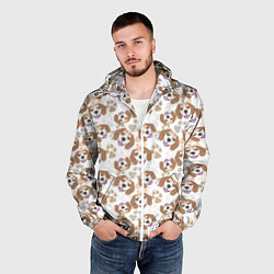 Ветровка с капюшоном мужская Бигль Собака, цвет: 3D-белый — фото 2