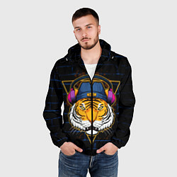 Ветровка с капюшоном мужская Тигр в наушниках SWAG, цвет: 3D-черный — фото 2