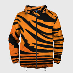 Ветровка с капюшоном мужская Шкура шерсть тигра, цвет: 3D-черный