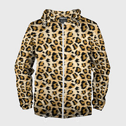 Ветровка с капюшоном мужская Пятна Дикого Леопарда, цвет: 3D-белый
