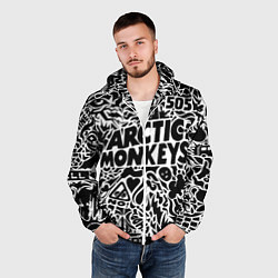 Ветровка с капюшоном мужская Arctic monkeys Pattern, цвет: 3D-белый — фото 2