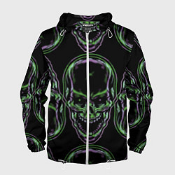 Ветровка с капюшоном мужская Skulls vanguard pattern 2077, цвет: 3D-белый