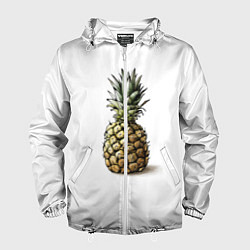 Ветровка с капюшоном мужская Pineapple watercolor, цвет: 3D-белый