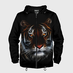 Ветровка с капюшоном мужская Тигр в Темноте Глаза Зверя, цвет: 3D-черный