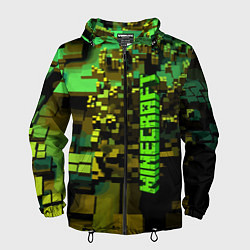 Ветровка с капюшоном мужская Minecraft, pattern 2022, цвет: 3D-черный