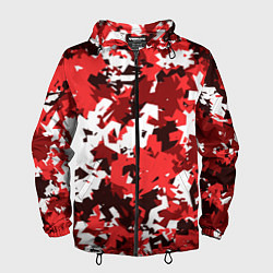 Ветровка с капюшоном мужская Красно-белый камуфляж, цвет: 3D-черный
