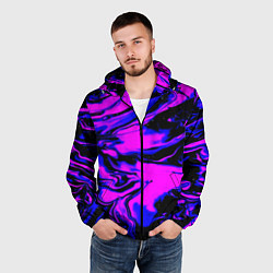 Ветровка с капюшоном мужская НЕОНОВЫЕ РАЗВОДЫ КРАСОК, цвет: 3D-черный — фото 2