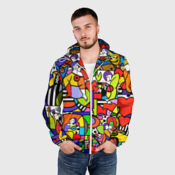 Ветровка с капюшоном мужская Romero Britto - love collage, цвет: 3D-белый — фото 2