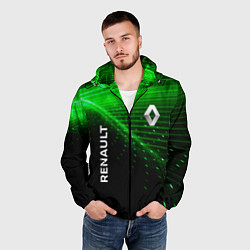 Ветровка с капюшоном мужская Renault green, цвет: 3D-черный — фото 2