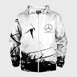 Ветровка с капюшоном мужская Mercedes текстура, цвет: 3D-белый