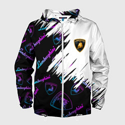 Ветровка с капюшоном мужская Lamborghini pattern gradient, цвет: 3D-белый