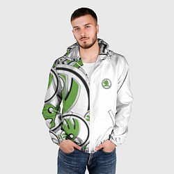 Ветровка с капюшоном мужская Skoda Half Pattern Logo, цвет: 3D-белый — фото 2