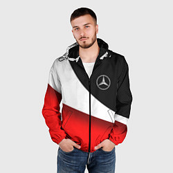 Ветровка с капюшоном мужская MERCEDES BENZ КАРБОН И КРАСНАЯ ВОЛНА, цвет: 3D-черный — фото 2