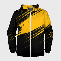 Ветровка с капюшоном мужская Black and yellow grunge, цвет: 3D-белый