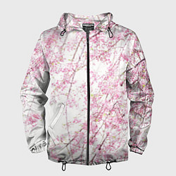 Ветровка с капюшоном мужская Розовое цветение, цвет: 3D-черный
