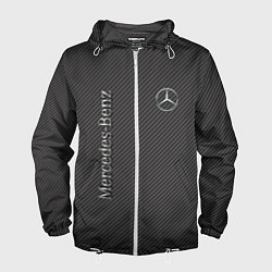 Ветровка с капюшоном мужская Mercedes карбоновые полосы, цвет: 3D-белый