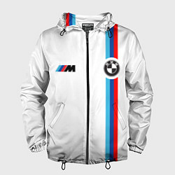 Ветровка с капюшоном мужская БМВ 3 STRIPE BMW WHITE, цвет: 3D-черный