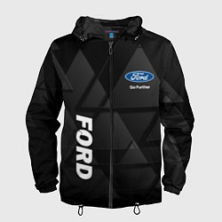 Ветровка с капюшоном мужская Ford Форд Треугольники, цвет: 3D-черный