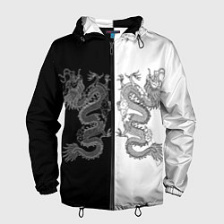 Ветровка с капюшоном мужская Double Dragon Дракон Чб, цвет: 3D-черный