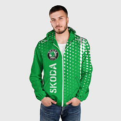 Ветровка с капюшоном мужская ШКОДА Skoda Абстракция, цвет: 3D-белый — фото 2