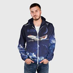 Ветровка с капюшоном мужская Пассажирский самолет Ил-114-300, цвет: 3D-белый — фото 2