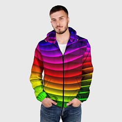 Ветровка с капюшоном мужская Color line neon pattern Abstraction Summer 2023, цвет: 3D-черный — фото 2