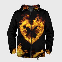 Ветровка с капюшоном мужская Fire Heart, цвет: 3D-черный