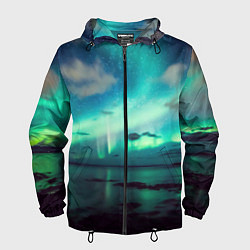 Ветровка с капюшоном мужская Aurora borealis, цвет: 3D-черный