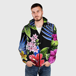 Ветровка с капюшоном мужская Floral vanguard composition Летняя ночь Fashion tr, цвет: 3D-черный — фото 2