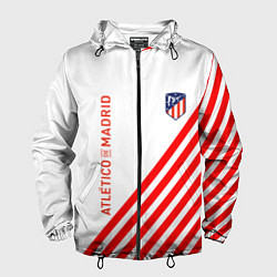 Ветровка с капюшоном мужская Atletico madrid красные полосы, цвет: 3D-черный