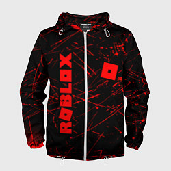 Ветровка с капюшоном мужская ROBLOX красный логотип, цвет: 3D-белый