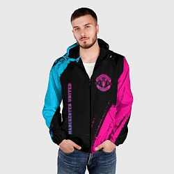 Ветровка с капюшоном мужская Manchester United Neon Gradient, цвет: 3D-черный — фото 2