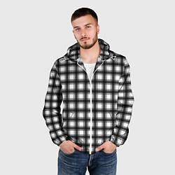 Ветровка с капюшоном мужская Black and white trendy checkered pattern, цвет: 3D-белый — фото 2