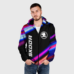 Ветровка с капюшоном мужская Skoda Speed Lights, цвет: 3D-черный — фото 2