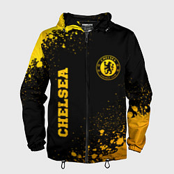 Ветровка с капюшоном мужская Chelsea - gold gradient: символ и надпись вертикал, цвет: 3D-черный
