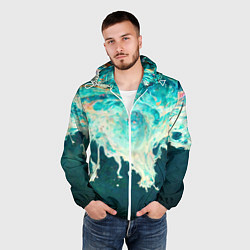 Ветровка с капюшоном мужская Поток воды, цвет: 3D-белый — фото 2