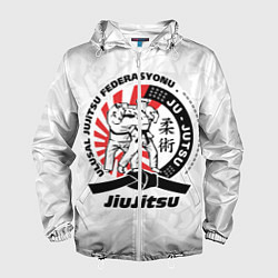 Ветровка с капюшоном мужская Jiujitsu emblem Джиу-джитсу, цвет: 3D-белый