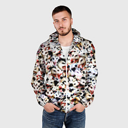 Ветровка с капюшоном мужская Опоссумы, цвет: 3D-белый — фото 2